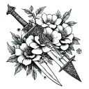 Maki Dagger And Flowers tattoo design idea