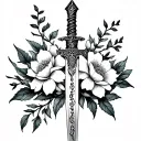 Maki Dagger And Flowers tattoo design idea