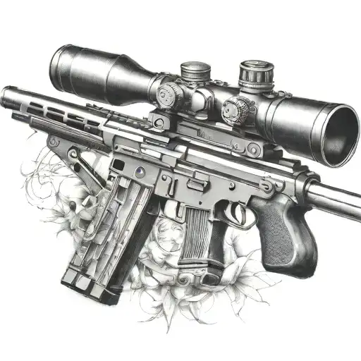 sniper rifle tattoo design idea