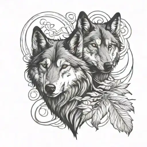 2wolves together symbolizing eternal love tattoo design idea