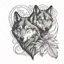 2wolves together symbolizing eternal love tattoo design idea