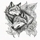 2wolves together symbolizing eternal love tattoo design idea