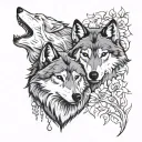 2wolves together symbolizing eternal love tattoo design idea