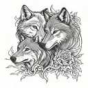 2wolves together symbolizing eternal love tattoo design idea