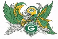 Green Bay packers with wings   tattoo design idea