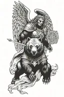 bear as saint michael archangel tattoo design idea