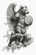 bear as saint michael archangel tattoo design idea