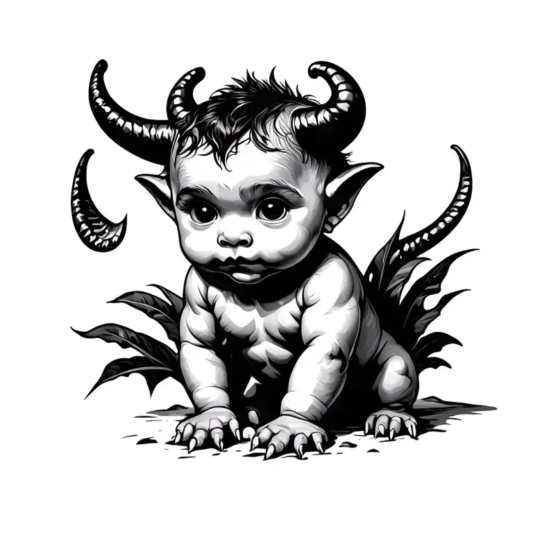 little baby devil chincano style design tattoo design idea