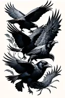  three ravens flying tattoo design idea