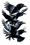  three ravens flying tattoo design idea