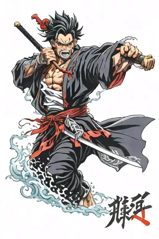 Tanjiro kakarot kurosaki ichigo true bankai tattoo design idea