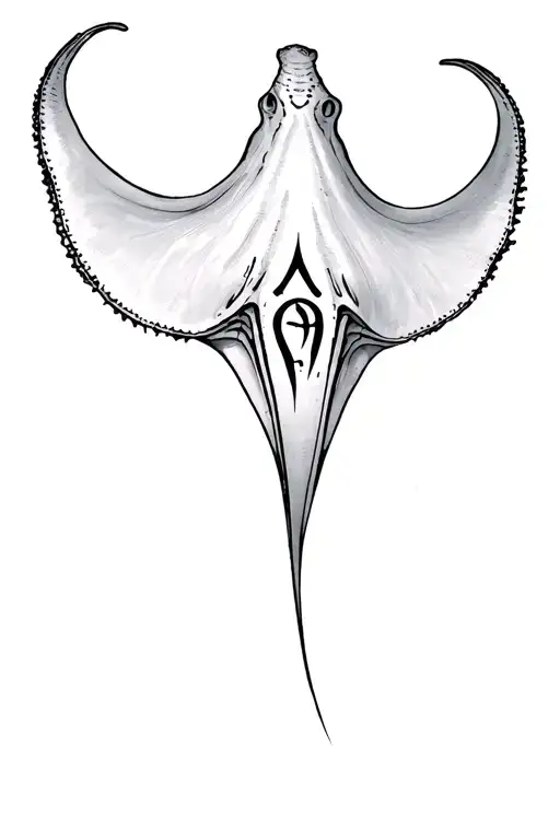 A stingray with a torture rune on the back seen from above tattoo design idea