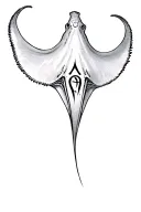 A stingray with a torture rune on the back seen from above tattoo design idea