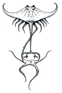 A stingray with a torture rune on the back seen from above tattoo design idea