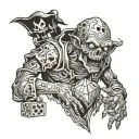 zombie with a d20 dice tattoo design idea
