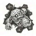 zombie with a d20 dice tattoo design idea