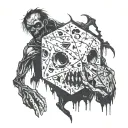 zombie with a d20 dice tattoo design idea