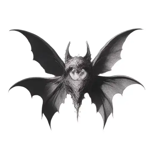 seraphim, 6 bat wings, centre eye, dark tattoo design idea