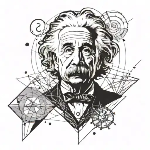 Make a metaphysical tatto with Albert Einstein on it. Make some stars, celestial bodies, Write the equation e=mc2, make  tattoo design idea