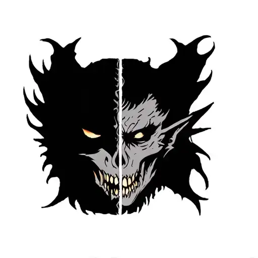 Half Good Half Evil tattoo design idea