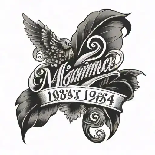 mama in writing plus the date 1984 year born with a heart tattoo design idea