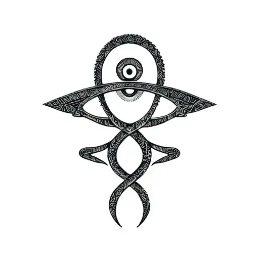 ankh with eye of horus and kundalini snakes tattoo design idea