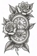 Broken Watch With roses tattoo design idea