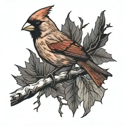 cardinal on a branch tattoo design idea