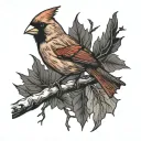cardinal on a branch tattoo design idea