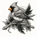 cardinal on a branch tattoo design idea