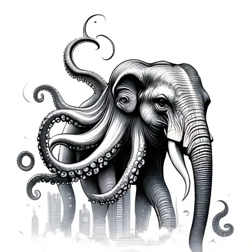 octopus elephant Burj khalifa tattoo design idea