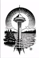 Washington State, 3 suns, space needle tattoo design idea