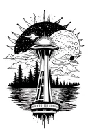 Washington State, 3 suns, space needle tattoo design idea