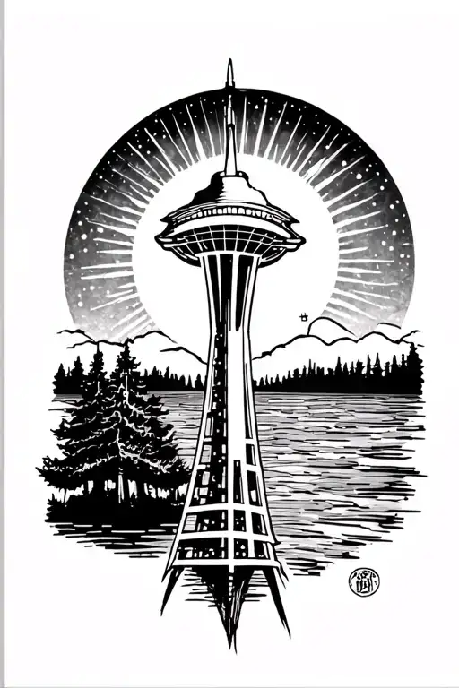 Washington State, 3 suns, space needle tattoo design idea