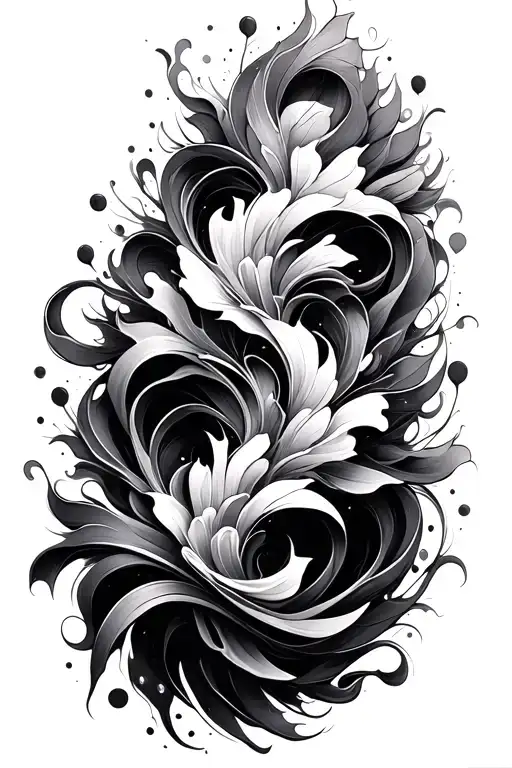 A fluid tattoo that plays on fluidity, finesse, and 3D (a little blurred effect). Lines that go from bottom to top tattoo design idea