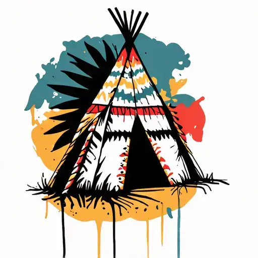 indian teepee tattoo design idea