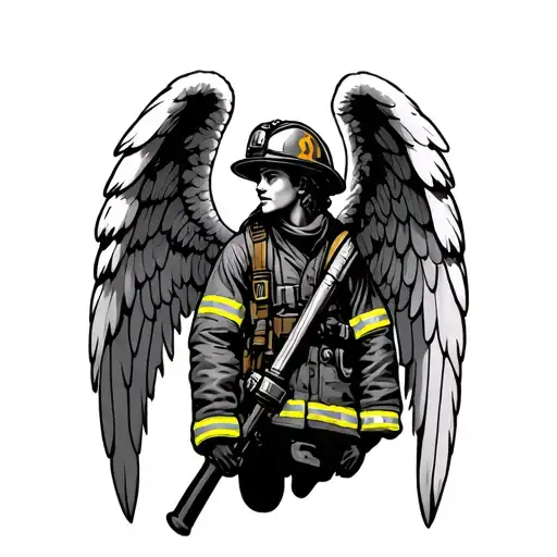 Firefighter angel tattoo design idea