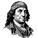 benjamin franklin with bandana tattoo design idea