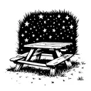 picnic table and stars in the background tattoo design idea