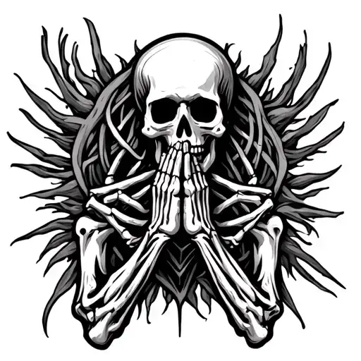skeleton praying tattoo design idea