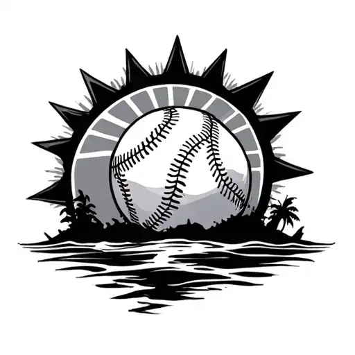 3 stars, baseball, sun, scuba diving, island, tattoo design idea