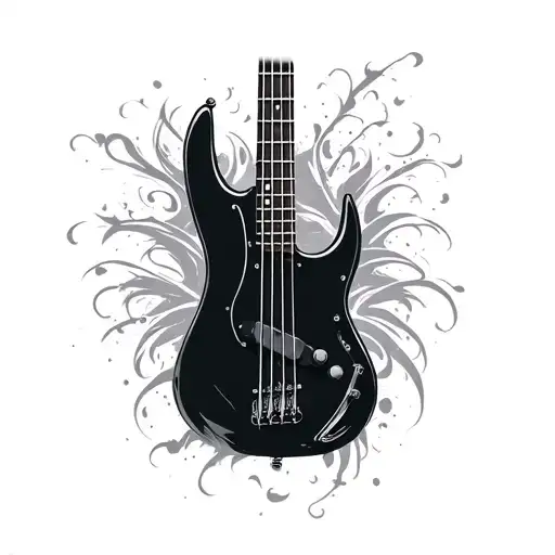 4 string bass guitar neck tattoo design idea