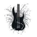 4 string bass guitar neck tattoo design idea