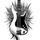 4 string bass guitar neck tattoo design idea