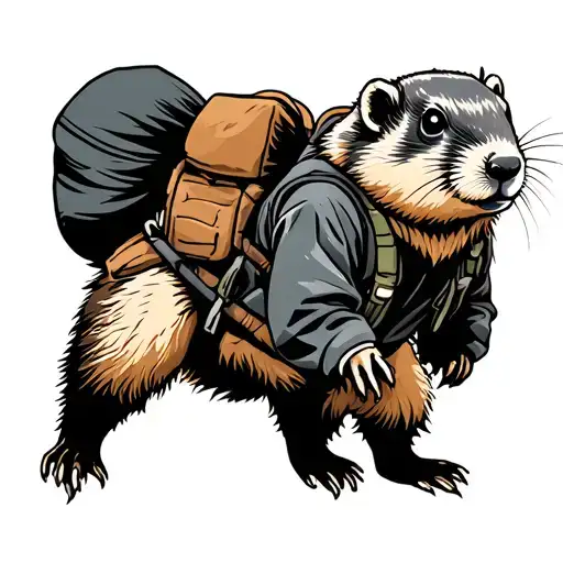 japanese marmot hiker tattoo design idea