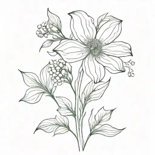 simple wildflower line drawing tattoo design idea