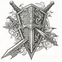 sword bow shield arrows tattoo design idea