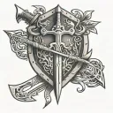 sword bow shield arrows tattoo design idea