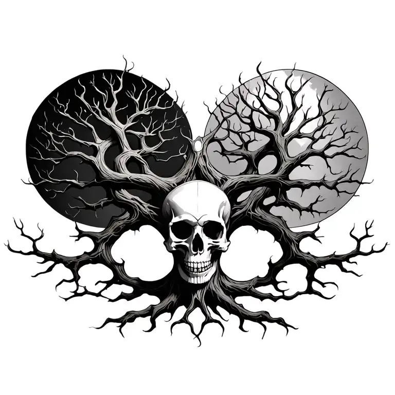 ygdrassil tree of life and skull tattoo design tattoo design idea