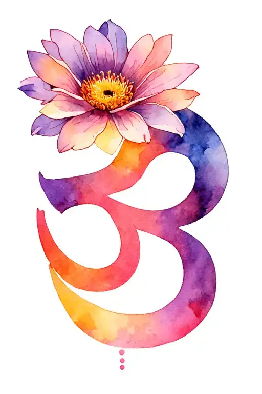 i want a flower and a om symbol incorporated and then in the stem i want a vertical infinity  tattoo design idea